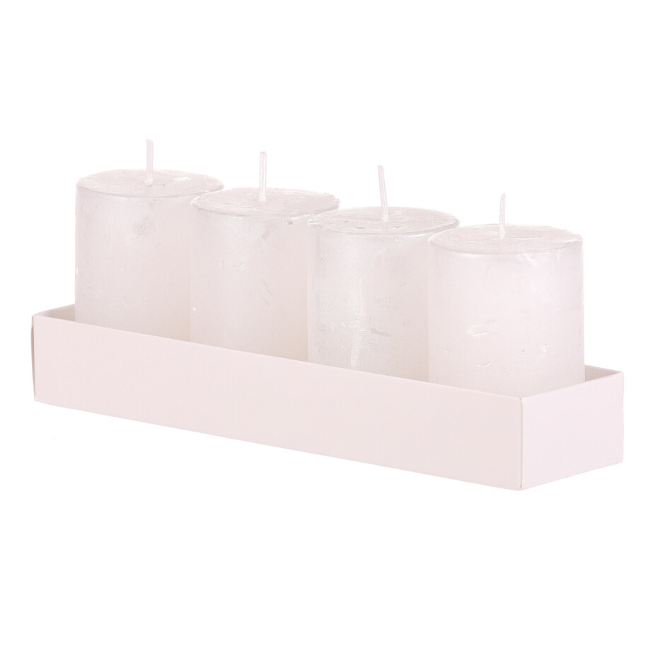 Sada adventních svíček bílá, 4 ks, parafín, 8 cm - main (0)