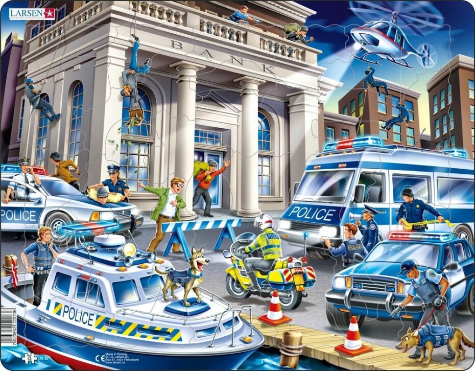 Puzzle MAXI - Policie - loupež v bance/43 dílků - Larsen - main (0)