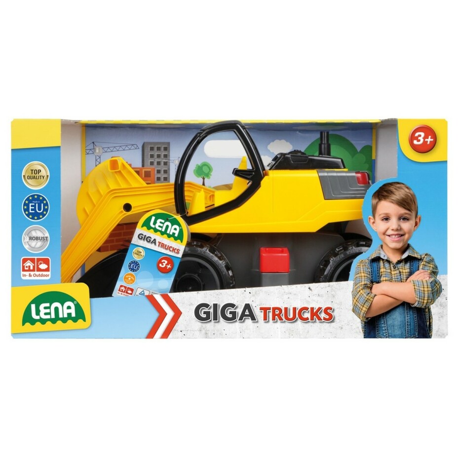 Lena Bagr žlutočerný Giga Trucks plast 80cm v krabici 70x35x29cm 02141 - main (4)