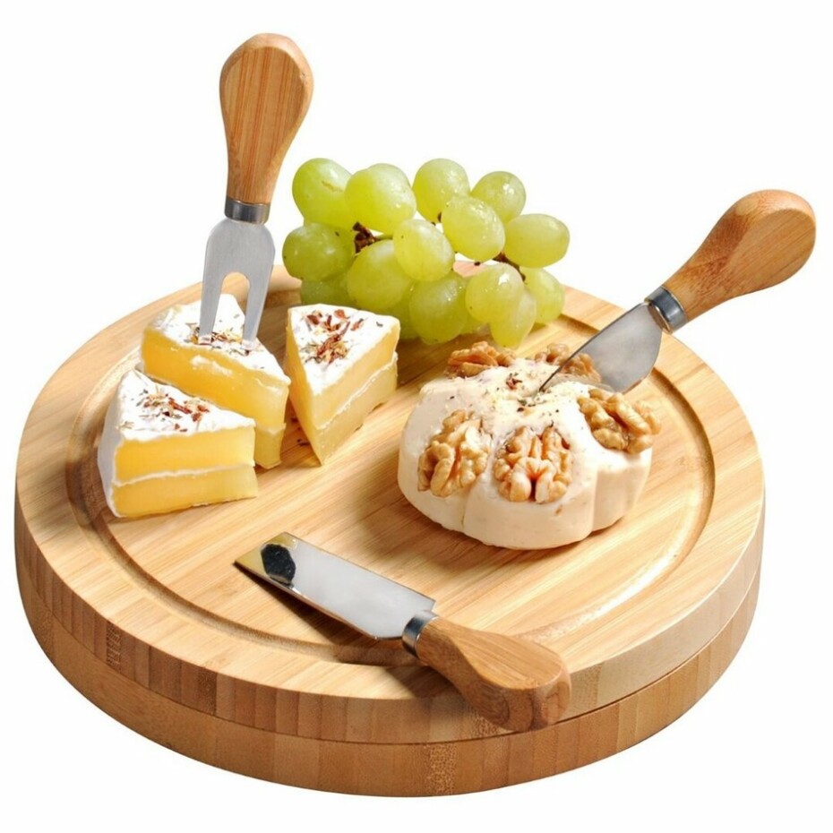 Kesper 58642 Prkénko na krájení sýra s příborem bambus, 23 x 23 x 3,6 cm - main (1)