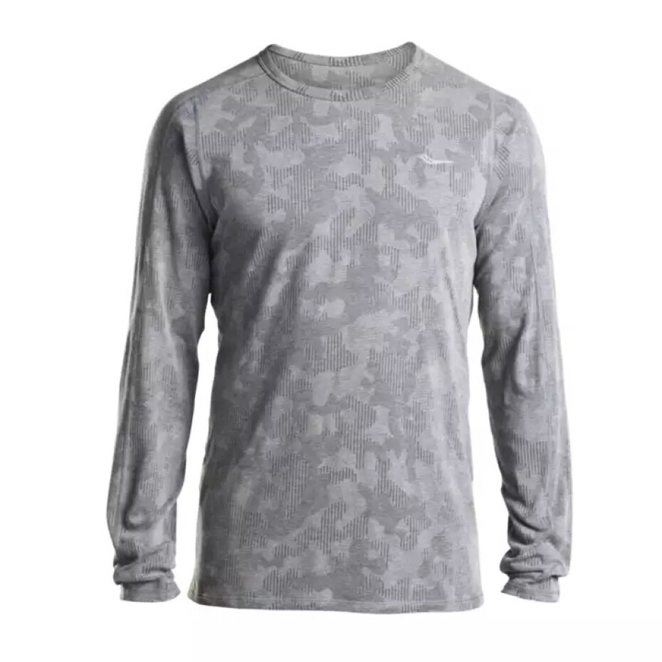 Pánské tričko Saucony  Negative-Splt Jacquard LS grey M - main (1)