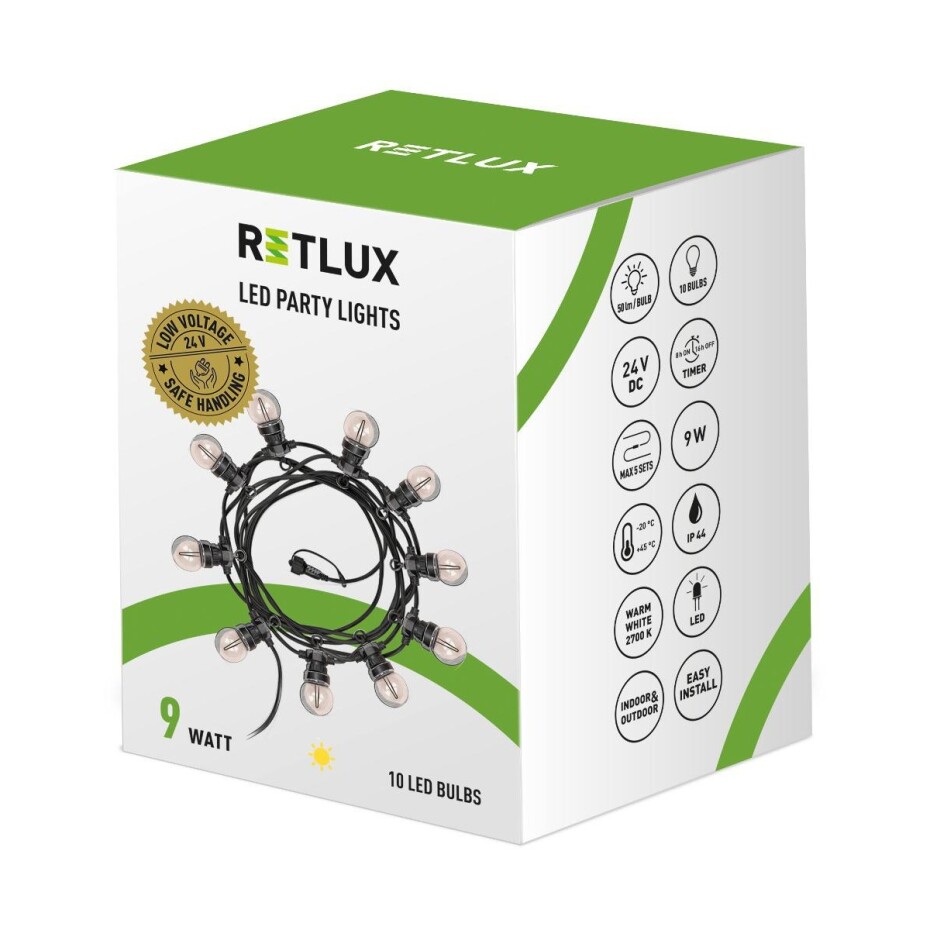 Retlux RGL 115 Party řetěz s žárovkami, 10x LED žlutá, 5+3 m - main (9)