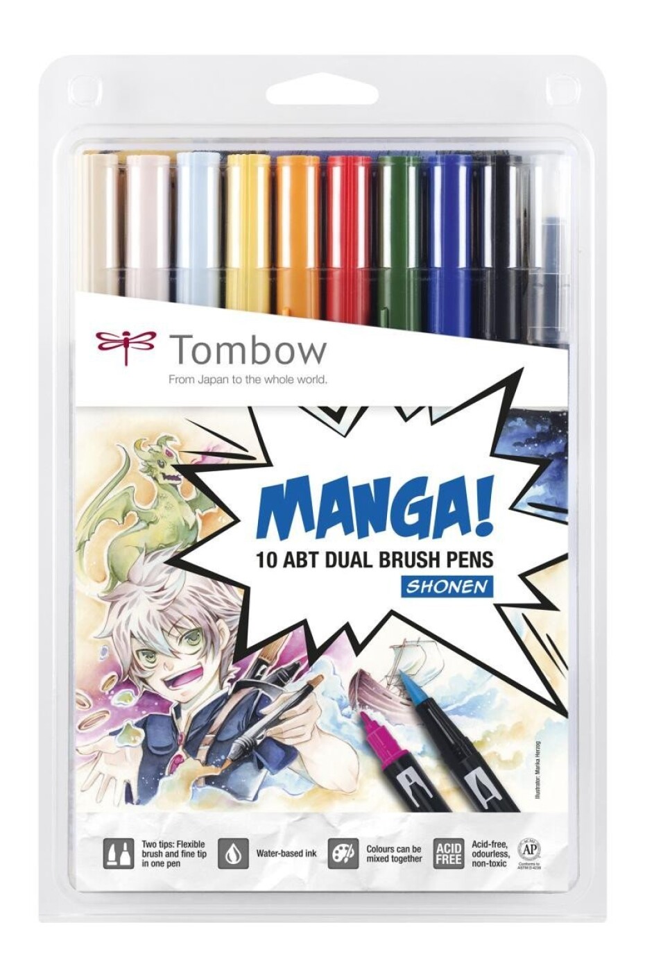 Tombow Oboustranný štětcový fix ABT - Manga Shonen 10 ks - main (0)