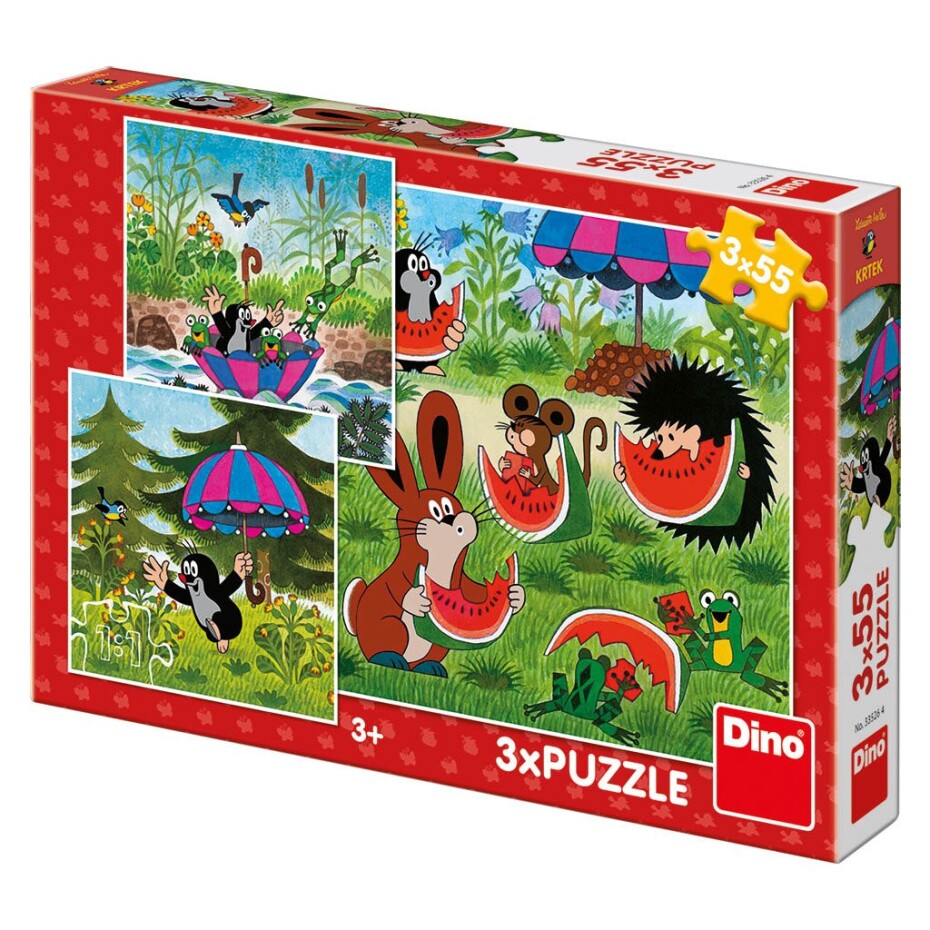 Krtek a paraplíčko: puzzle 3x55 dílků - Dino - main (0)