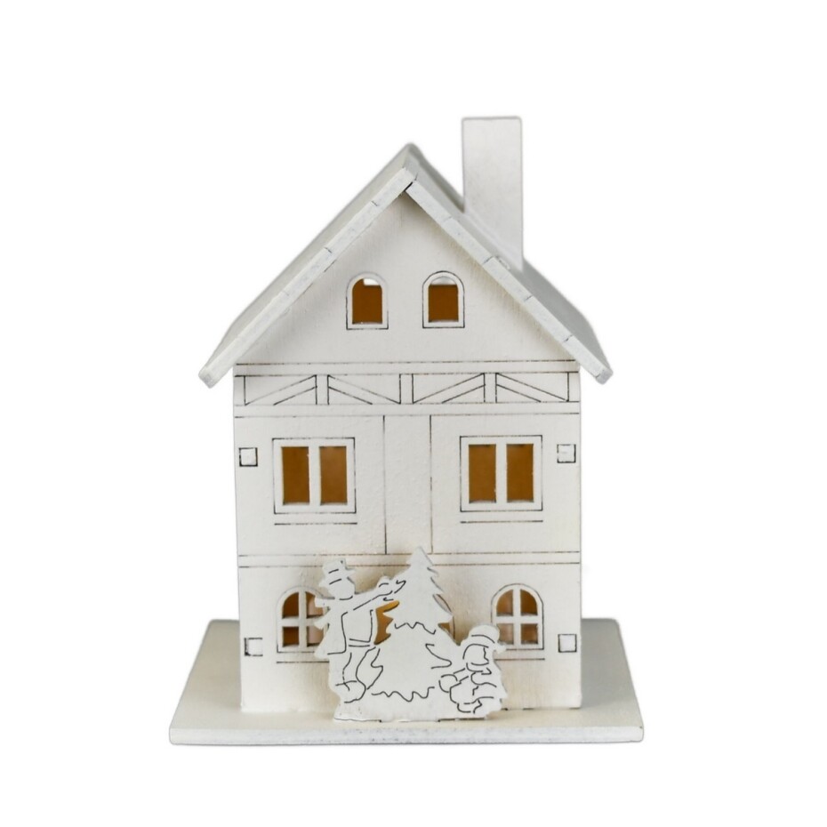 Vánoční svítící dekorace Dřevěný domek, 8 x 10 x 8 cm, LED - main (0)