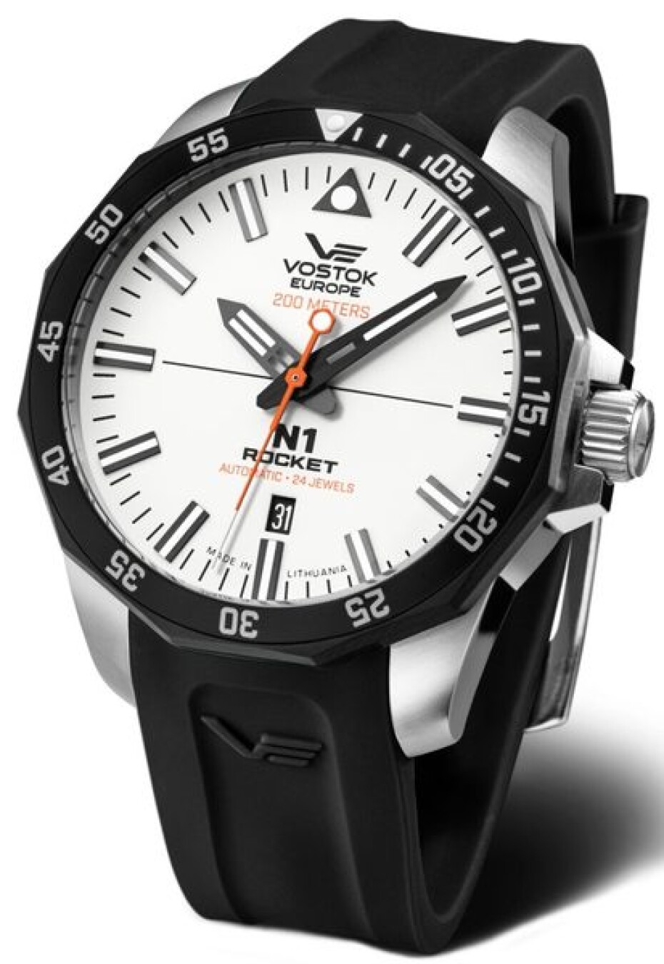 Vostok Europe N-1 Rocket Automatic Line NH35-225E711S - Bílý silikonový řemínek - main (1)