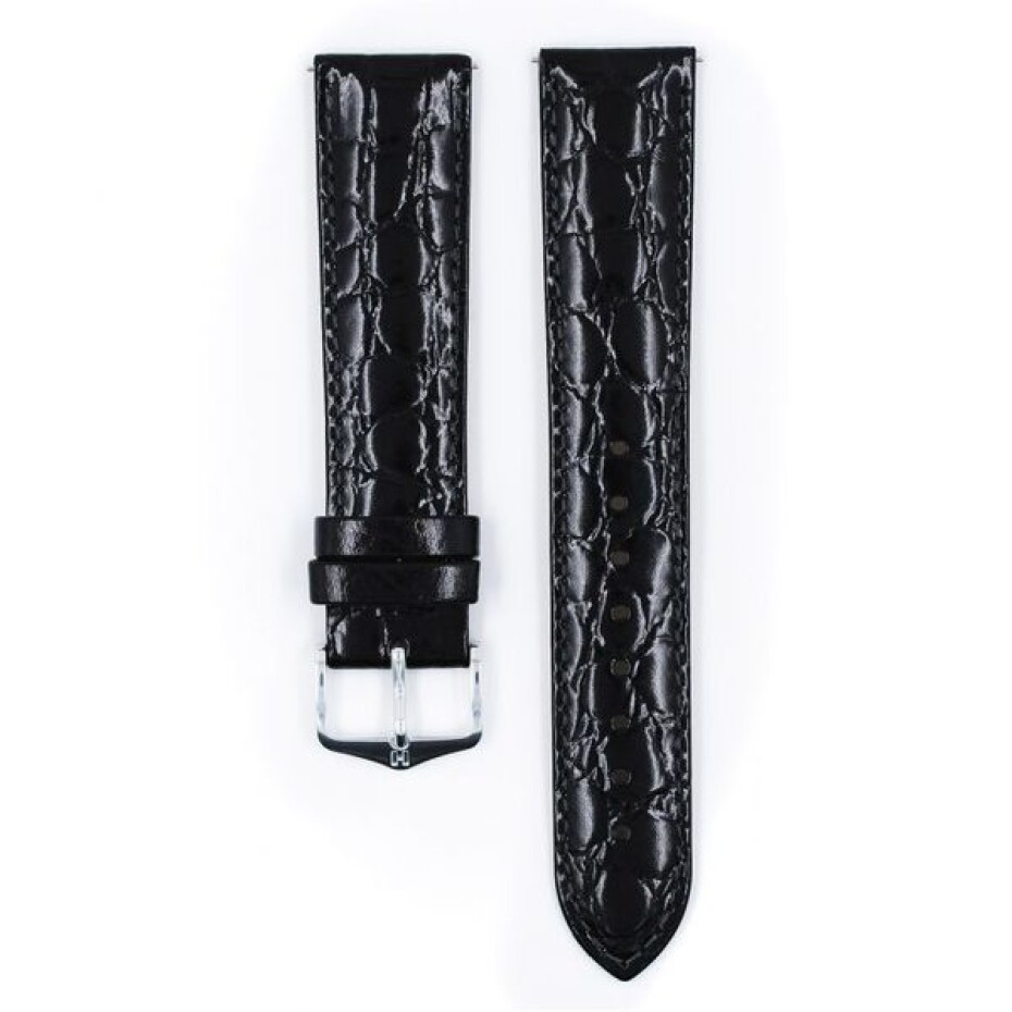Řemínek Hirsch Crocograin (NO QR)  - černý - 20 mm - M – Střední délka - 18 mm - Zlatá - main (2)