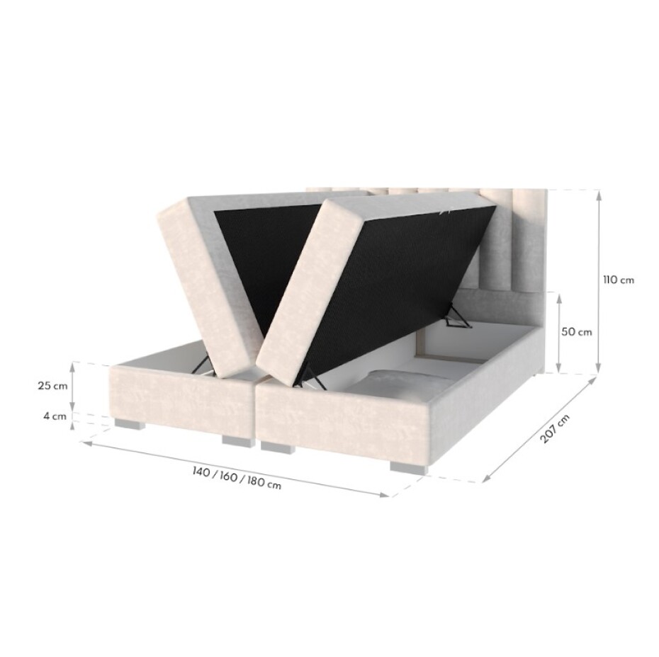 FDM Manželská postel LINCOLN Boxspring | krémová 180 x 200 cm - main (2)