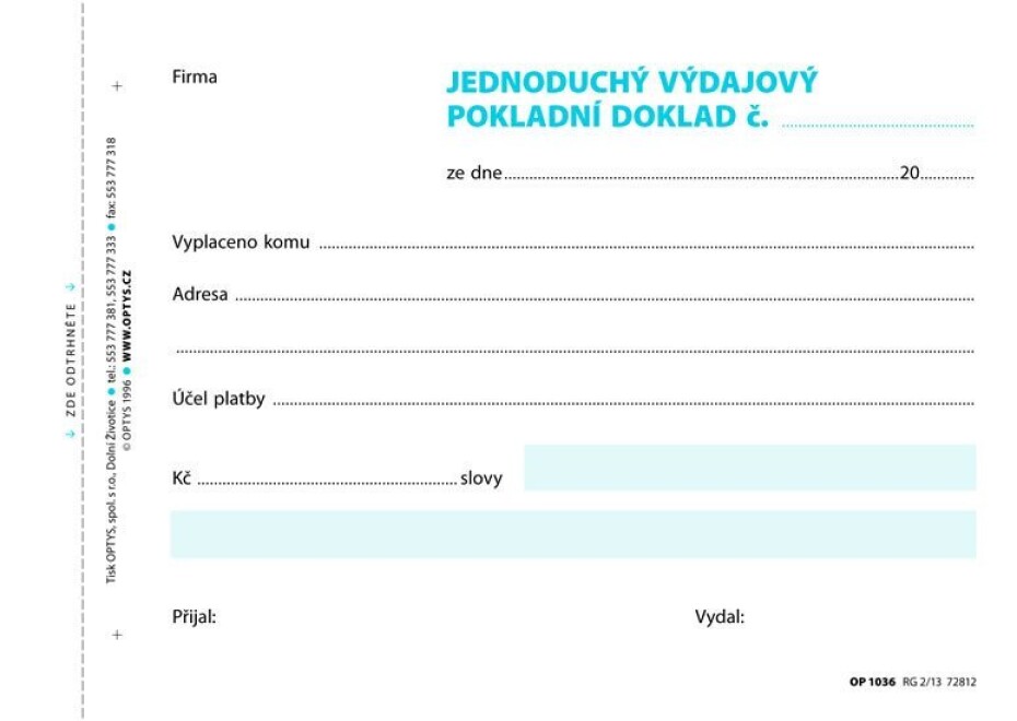 Výdajový doklad jednoduchý, A6, 100 listů - main (0)