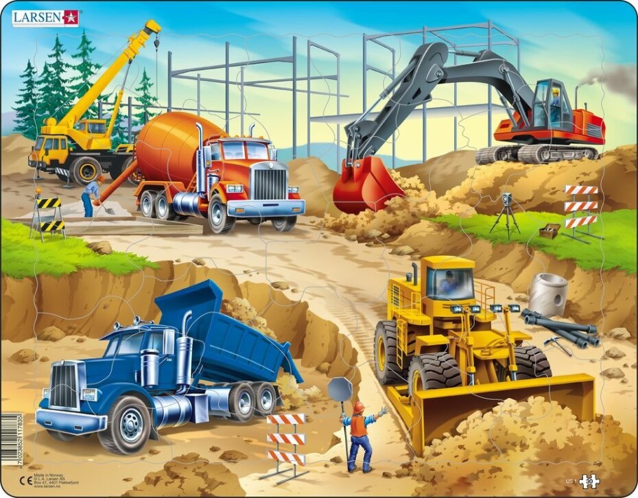 Puzzle Na stavbě 30 dílků - Larsen - main (0)