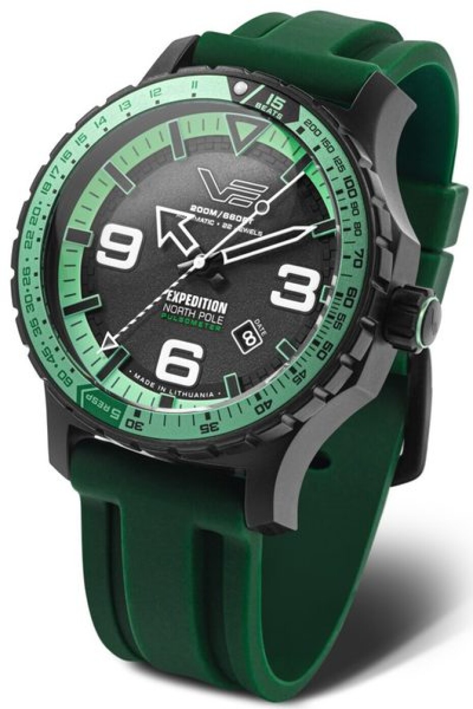 Vostok Europe Expedition North Pole Pulsometer Automatic Line YN55-597C731S - Bílý silikonový řemínek (luminiscenční) - main (2)
