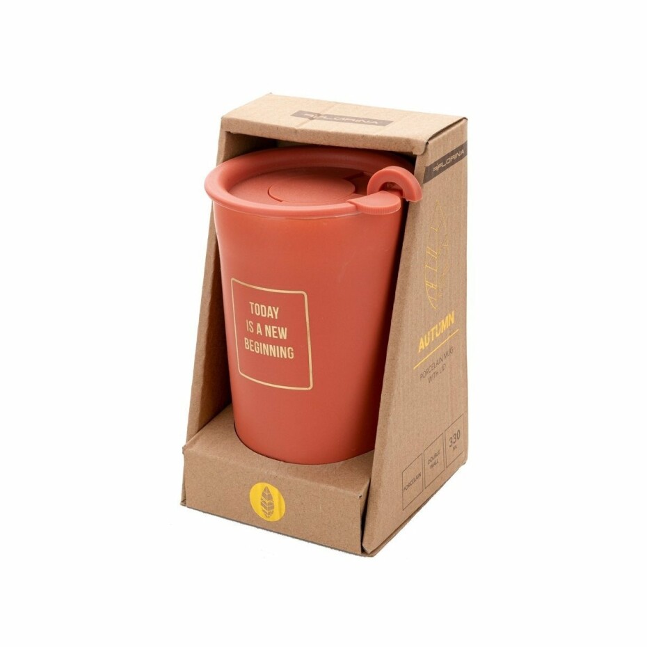 Florina Hrnek s dvojitou stěnou a víčkem AUTUMN 330 ml, terakota - main (1)
