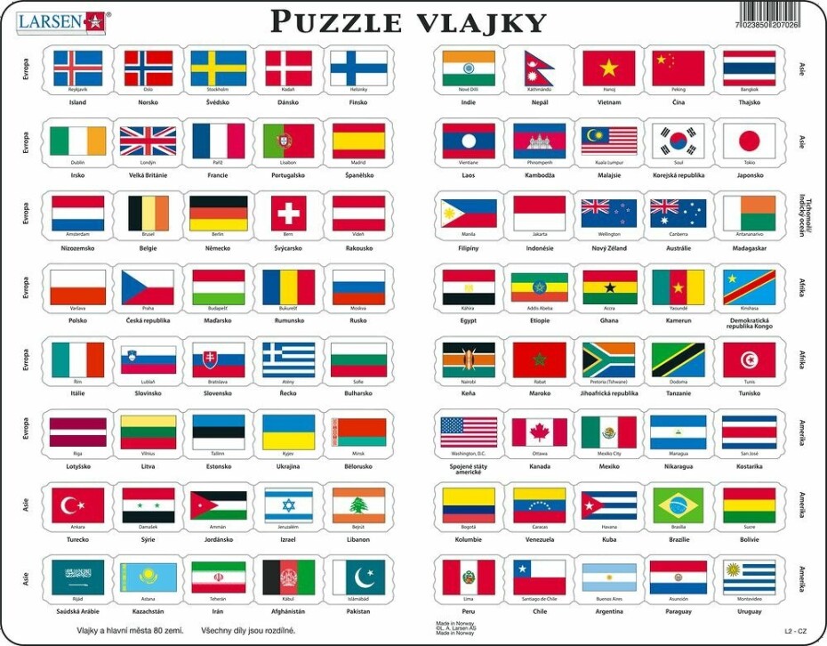 Puzzle MAXI - Vlajky světa/80 dílků - Larsen - main (0)