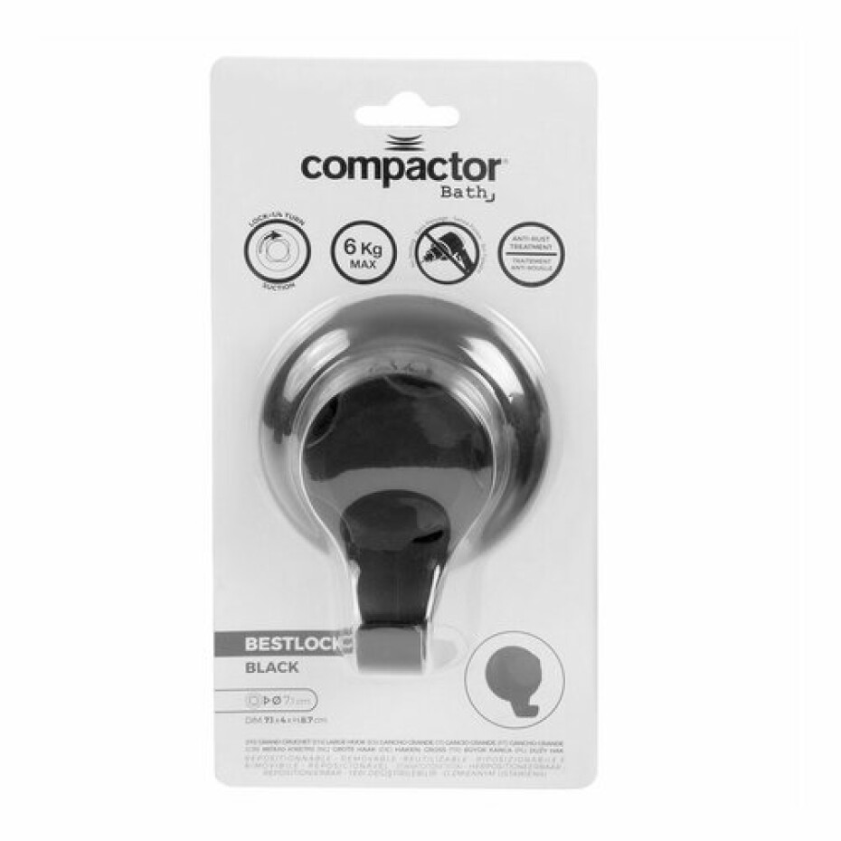 Compactor Háček do koupelny bez vrtání Bestlock systém stříbrná, černá - main (5)