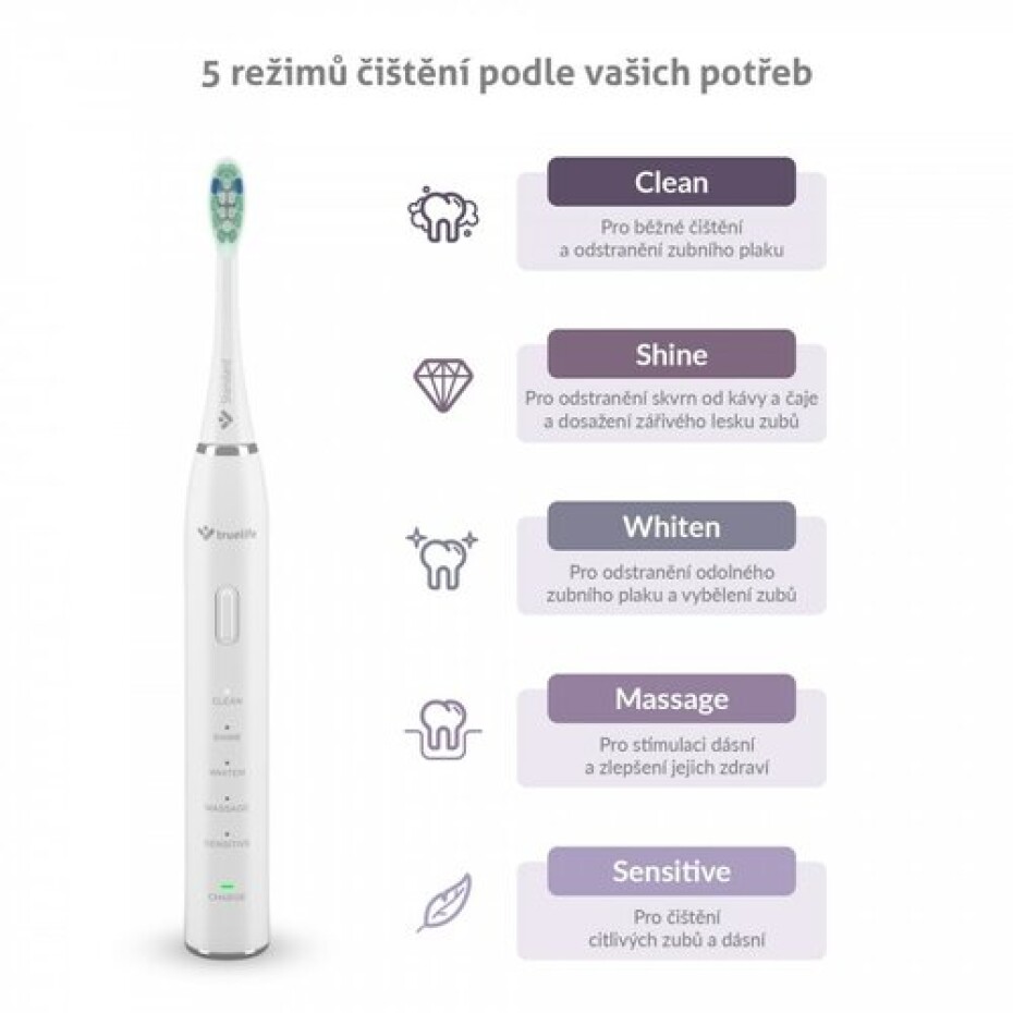 TrueLife Sonický zubní kartáček SonicBrush Clean30, bílá - main (2)