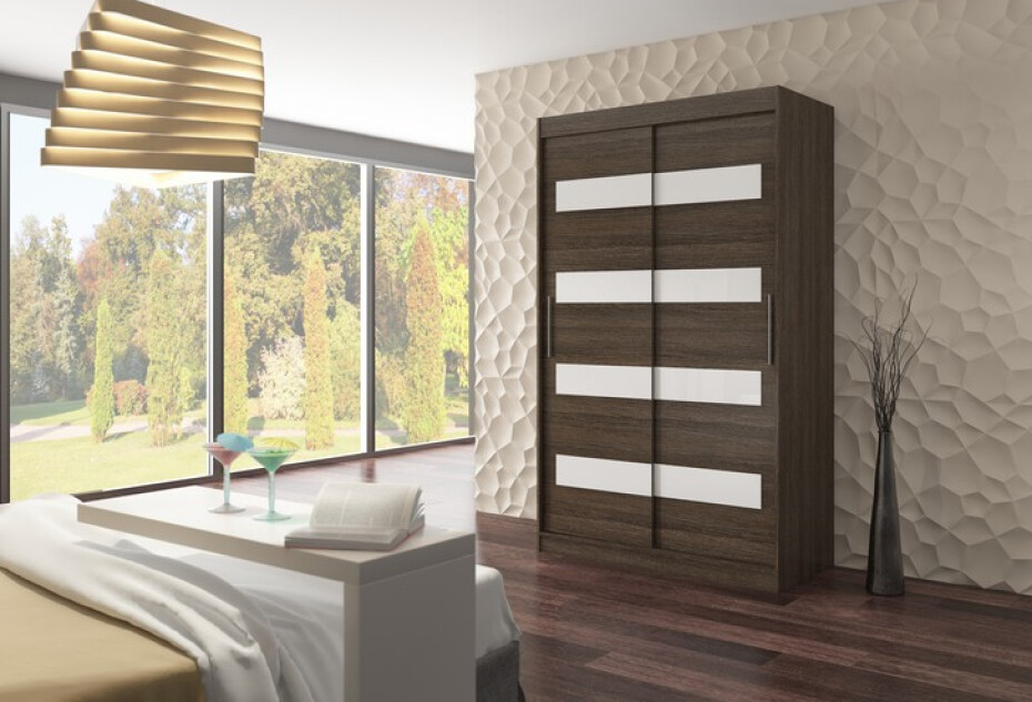 ArtAdrk Šatní skříň MARTINEZ | 150 cm Barva: sonoma / bílá lacobel - main (4)