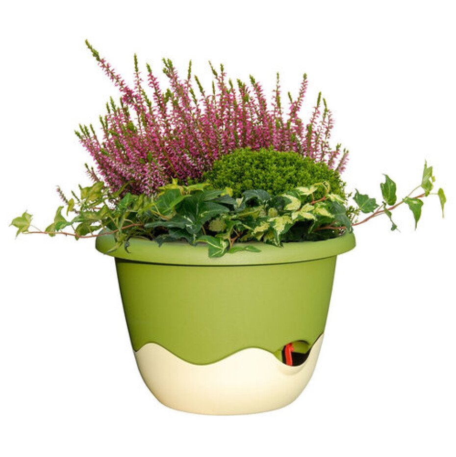 Samozavlažovací závěsný květináč Mareta, šedá + zelená, 30 cm, Plastia, pr. 30 cm - main (1)