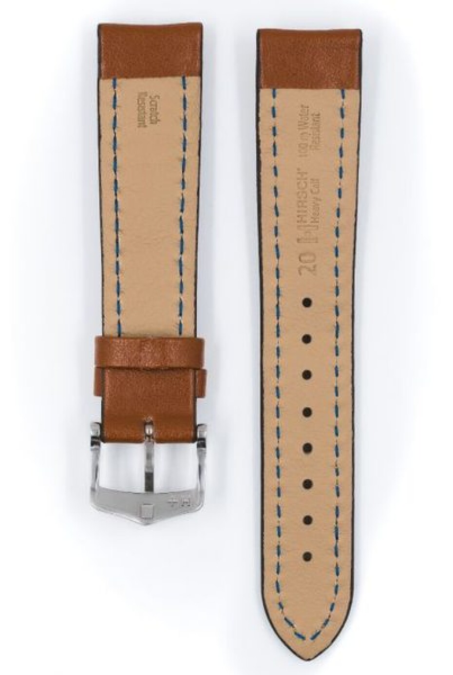 Řemínek Hirsch Heavy Calf - zlatohnědý - 24 mm - L – Standardní délka (doporučujeme) - 20 mm - Stříbrná - main (2)