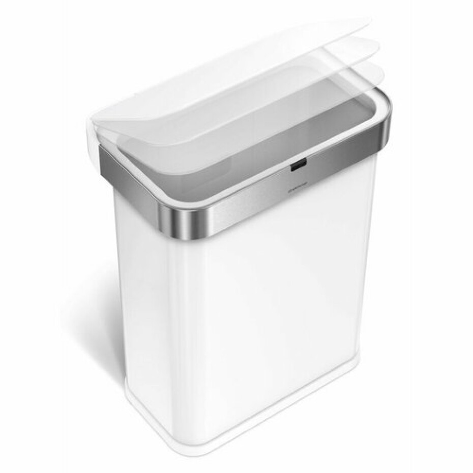 Simplehuman Obdélníkový bezdotykový koš s hlasovým a pohybovým ovládáním 58 l, bílá - main (2)