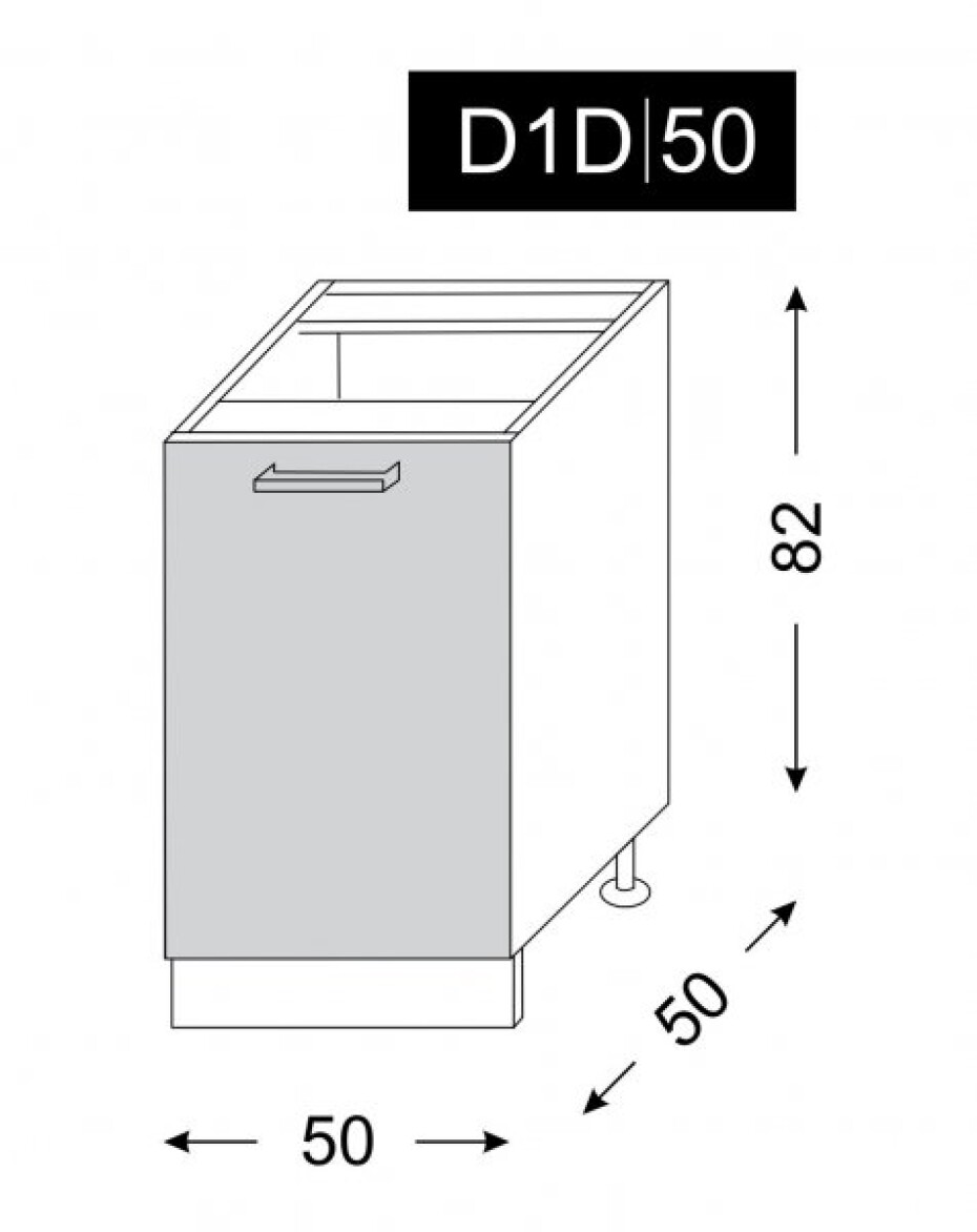ArtExt Kuchyňská skříňka spodní SILVER | D1D 50 Barva korpusu: Černá - main (20)