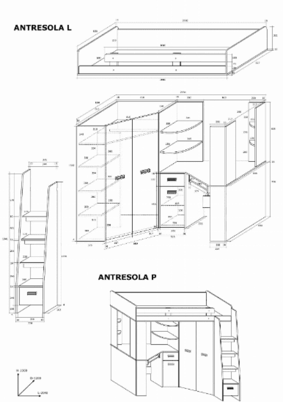 ArtCross Dětská rohová vyvýšená postel ANTRESOLA | dub artisan / bílá 80 x 200 cm Barva: Levá - main (6)