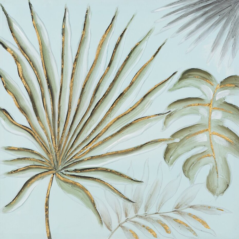 ArtFir Obraz LISTY 446B | světle zelená 60 x 60 cm - main (0)
