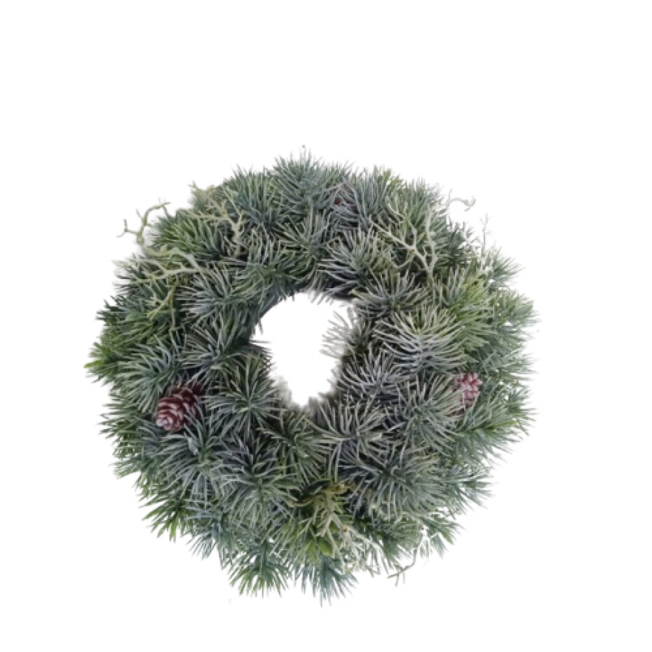 Vánoční věnec chvojový ojíněný s trávou, pr. 30 cm - main (0)