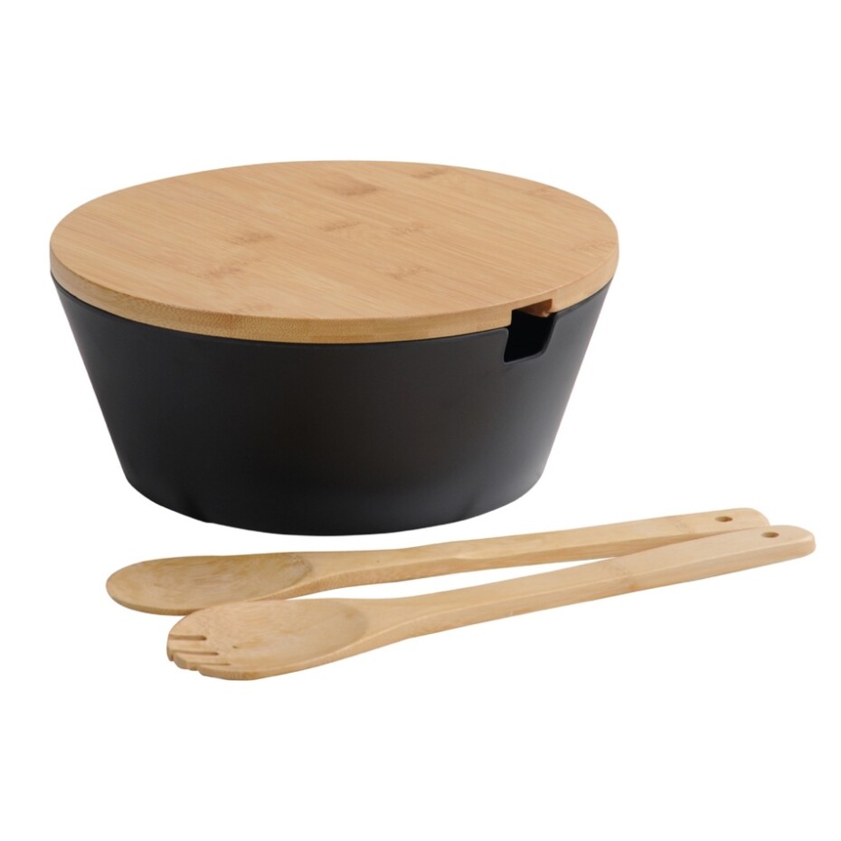 Kesper 92524 Mísa na salát s příborem a víkem, černá, pr. 26 cm - main (0)