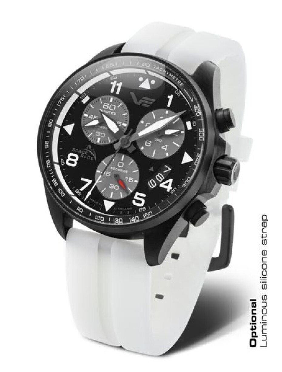 Vostok Europe Space Race Chrono Line 6S30-325C744S - Bílý silikonový řemínek (luminiscenční) - main (0)