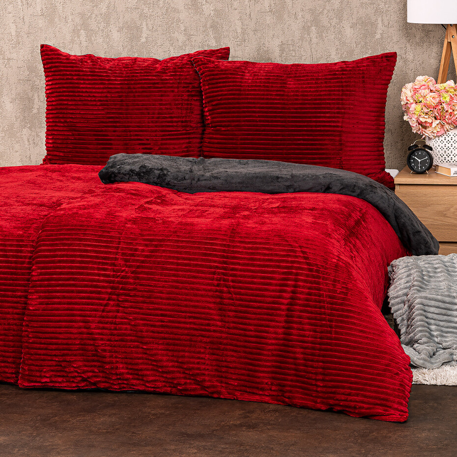 4Home Povlečení mikroflanel Stripe vínová, 140 x 200 cm, 70 x 90 cm - main (4)