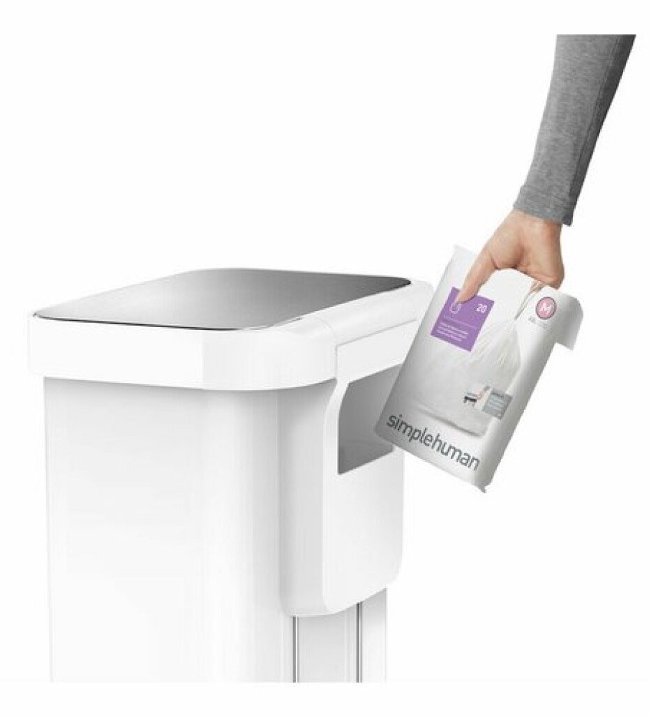 Pedálový odpadkový koš Simplehuman – 45 l, bílá, FPP, kapsa na sáčky - main (3)