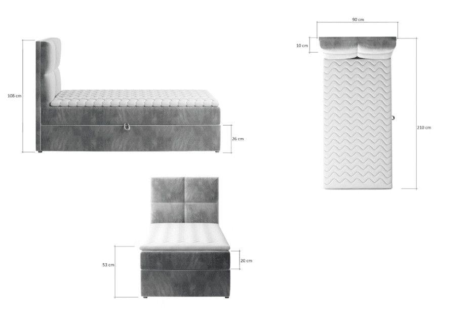 Artelta Čalouněná jednolůžková postel RIVIA | 90 x 200 cm Barva: Monolith 63 - main (12)