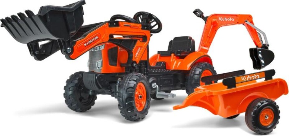 Falk šlapací traktor 2065N Kubota backhoe s předním bagrem a přívěsem s otočným bagrem - main (0)