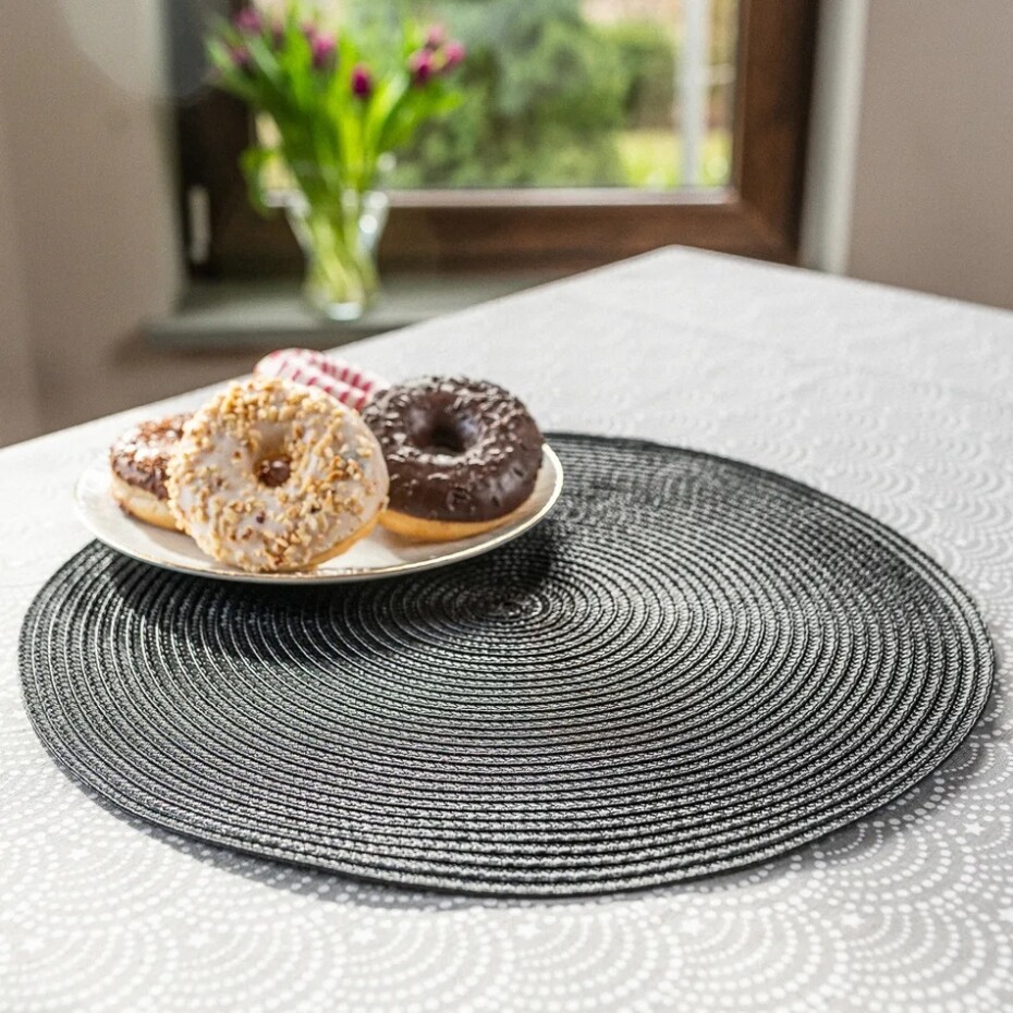 Altom Prostírání Straw černá, pr. 38 cm, sada 4 ks - main (2)