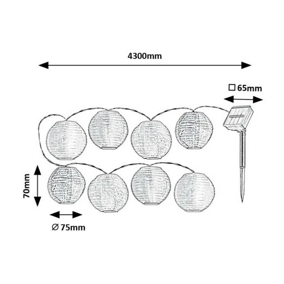 Rabalux 77048 solární  LED řetěz s 8 papírovými balóny Titu - main (2)