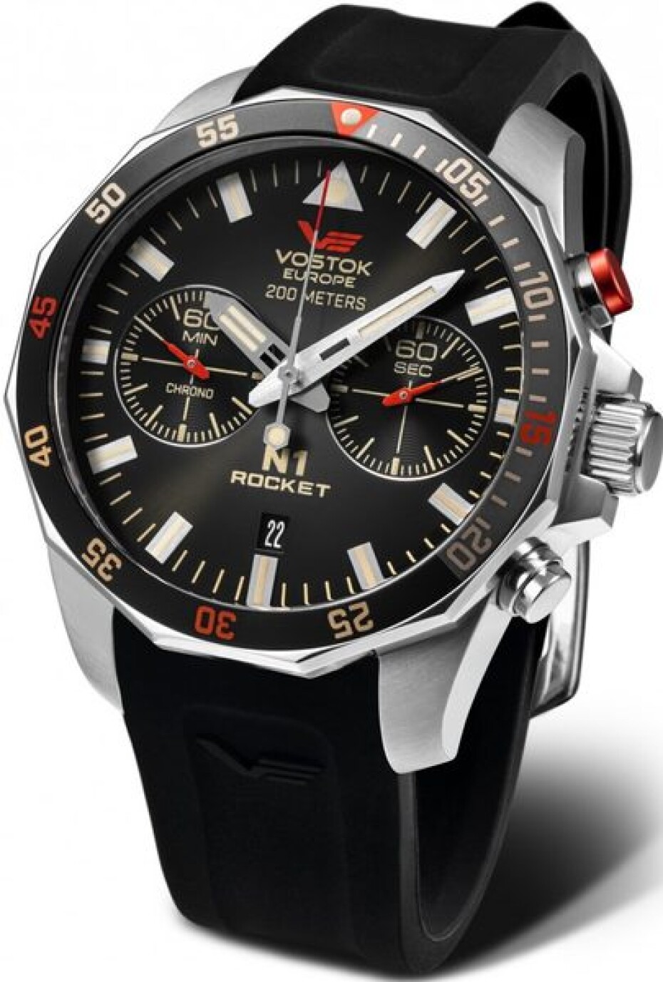 Vostok Europe N-1 Rocket Chrono Line 6S21-225A618S - Černý silikonový řemínek - main (0)