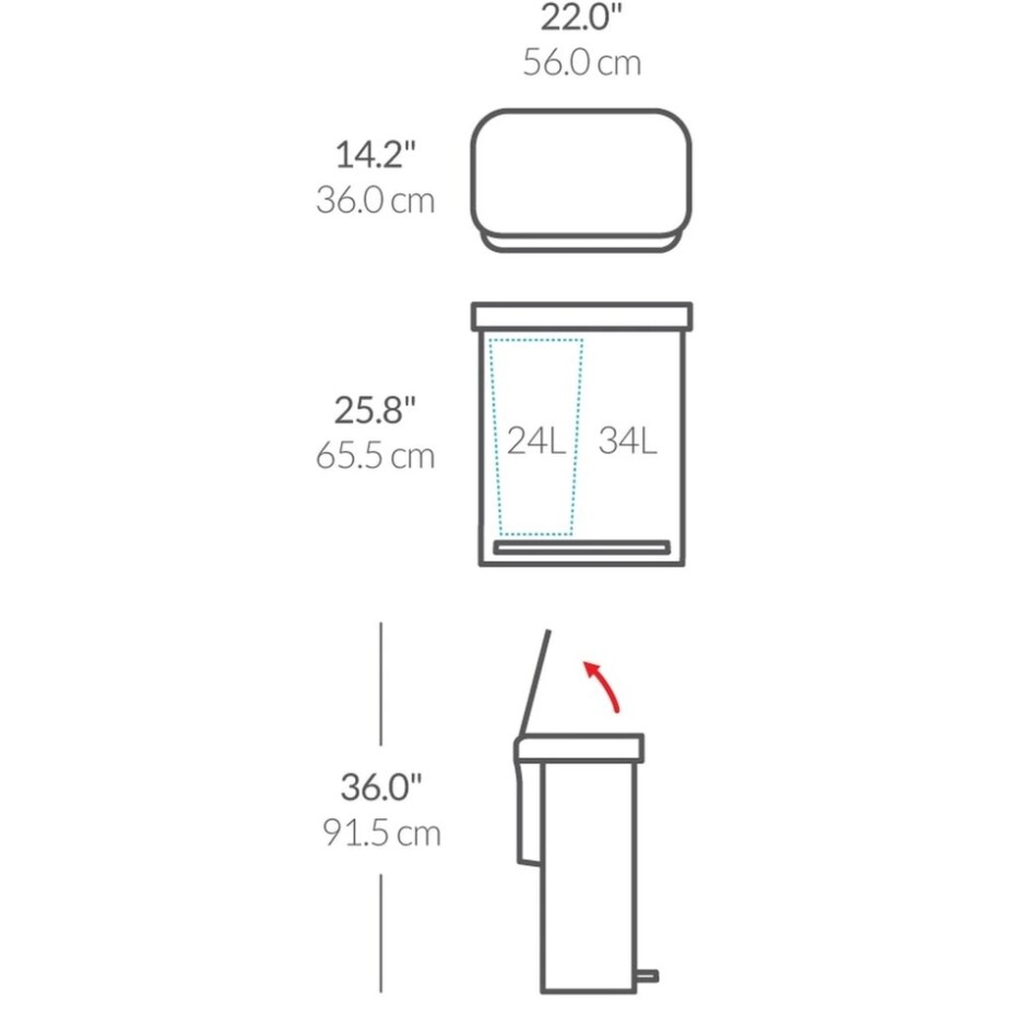 Simplehuman Pedálový odpadkový koš na  tříděný odpad, 58 l, bílá ocel - main (5)