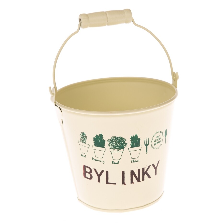 Kovový obal na květináč Bylinky žlutá, 12 x 10 cm - main (0)