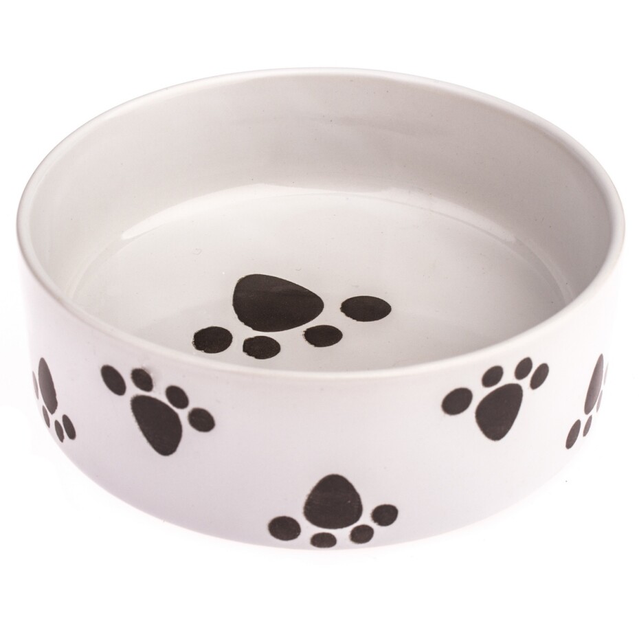 Keramická miska pro psa Tlapka bílá, 15 x 5 cm - main (0)