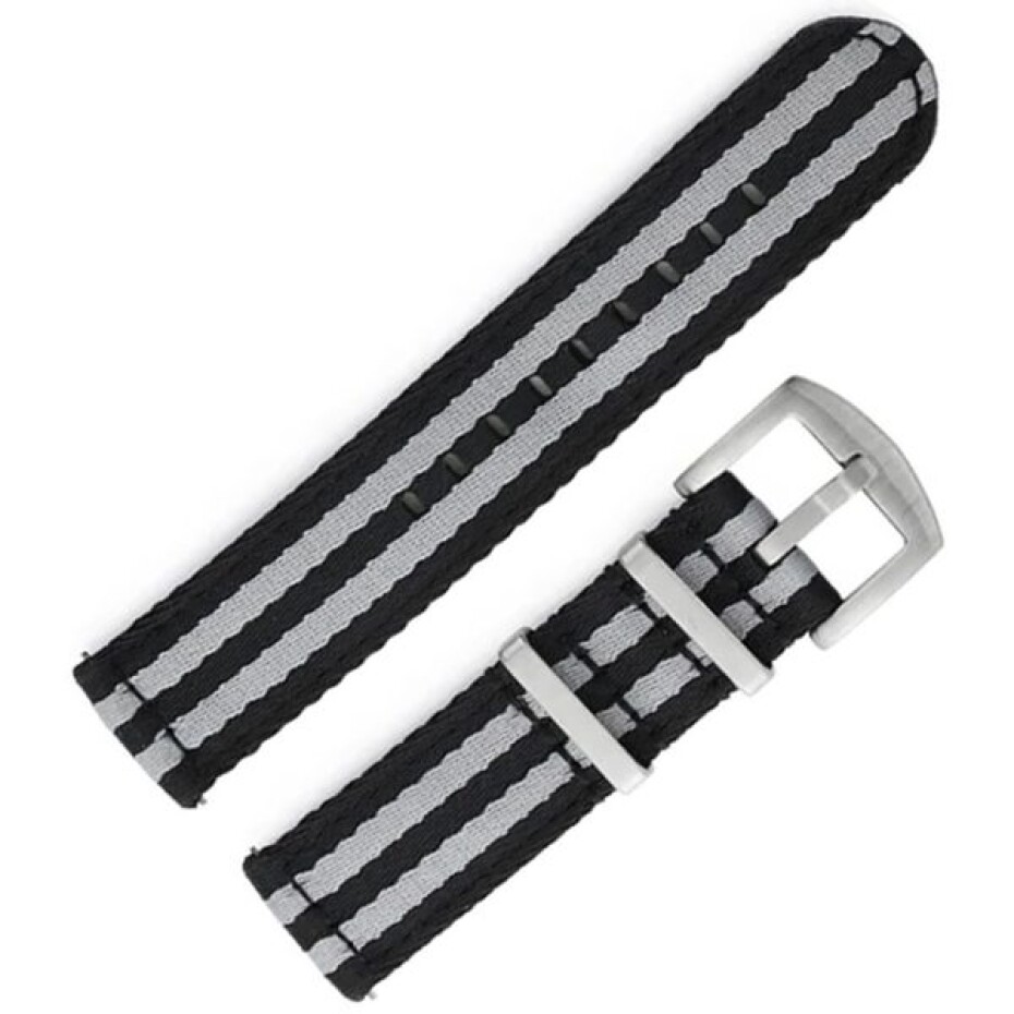 Nylonový řemínek Sports proužky, černo-šedý - 20 mm - main (0)