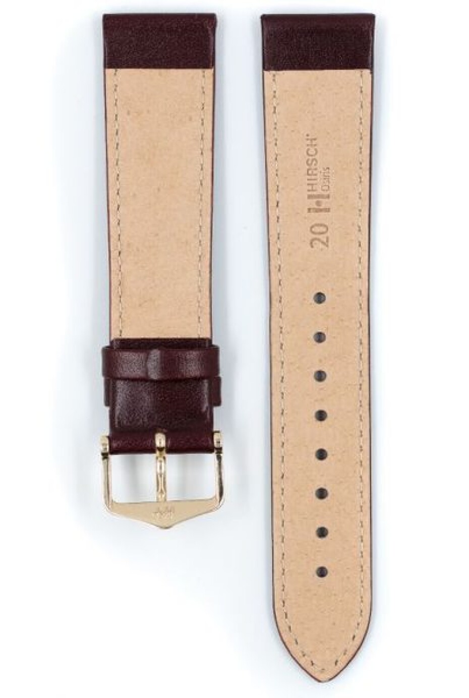 Řemínek Hirsch Osiris - burgundy - 18 mm - L – Standardní délka (doporučujeme) - 16 mm - Zlatá - main (2)