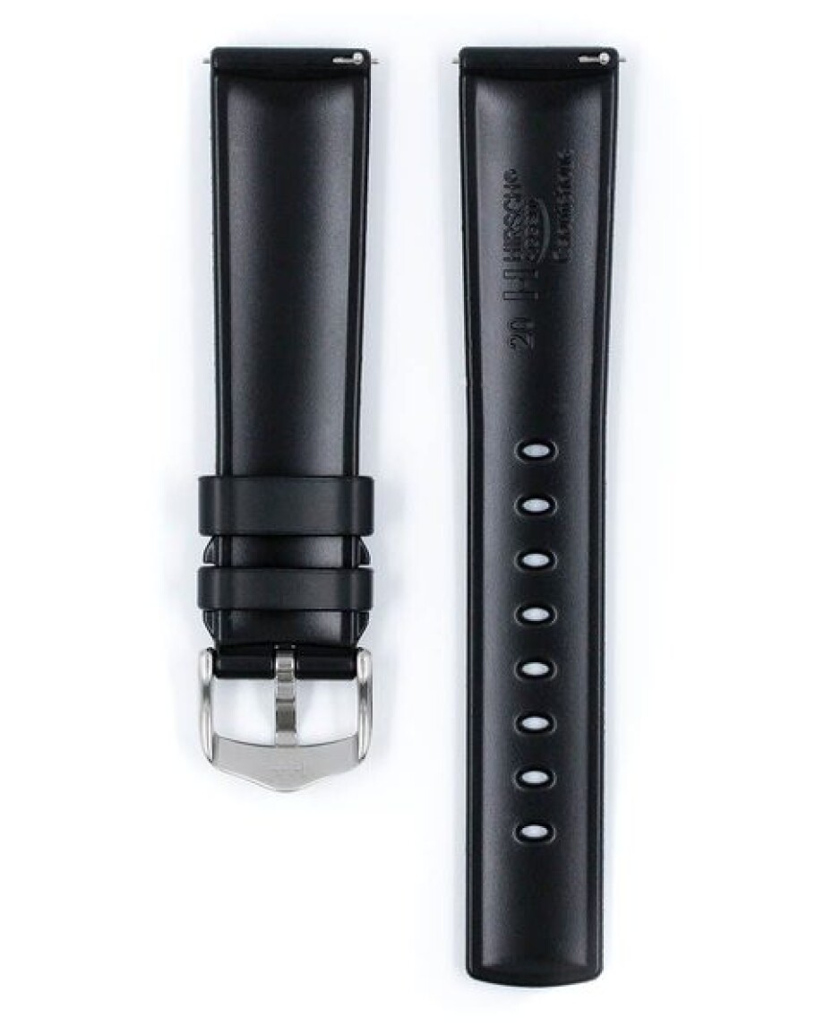 Řemínek Hirsch Accent - černý - 24 mm - L – Standardní délka (doporučujeme) - 22 mm - Stříbrná - main (1)