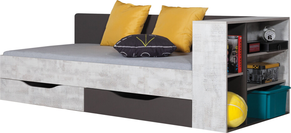 Meblar Postel TABLO TA12 A | s regálem TA 12B 90 x 200 cm Barva: Grafit/bílá/atlantic - main (1)