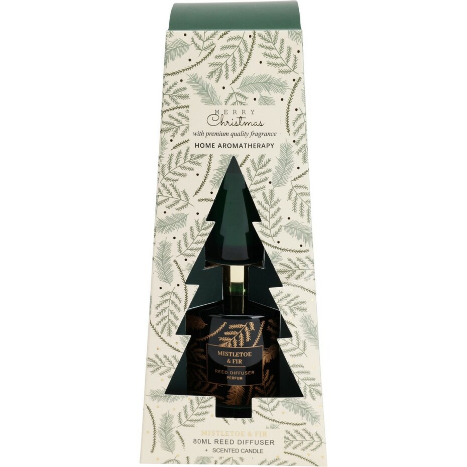 Dárková sada difuzéru a svíčky Merry Christmas Mistletoe and fir, 2 ks - main (0)