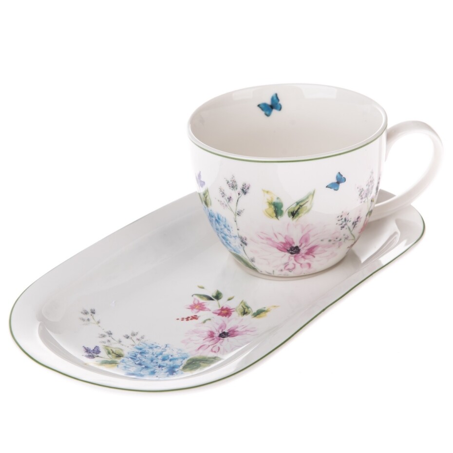 Porcelánový hrnek s podnosem Flower Garden, 445 ml - main (0)