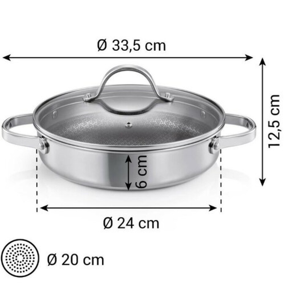 Pánev hluboká SteelCRAFT s poklicí ø 24 cm, 2 úchyty - main (2)