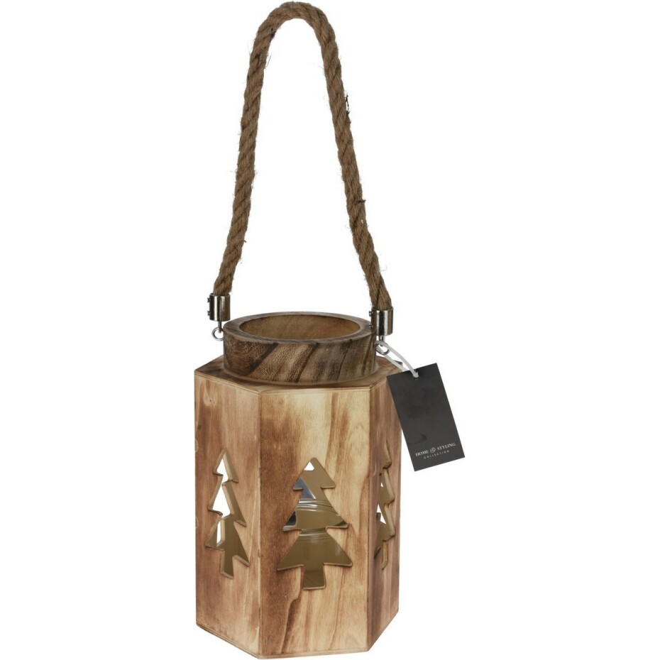 Dřevěná lucerna Paulownia Tree, 14 x 16 x 23 cm - main (0)