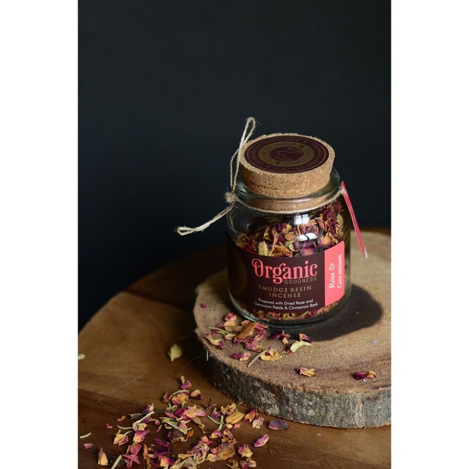 Organické kadidlo ve skleničce, Rose & Geranium - main (1)