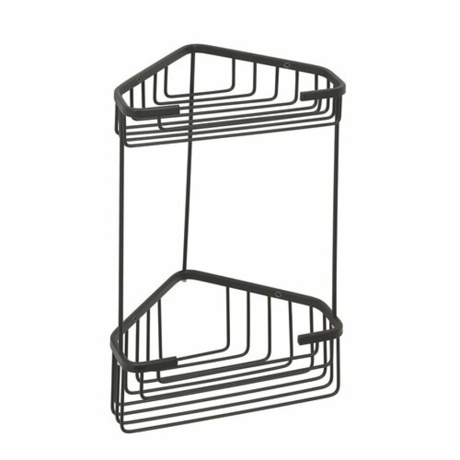 GEDY 2482-14 Smart dvoupatrová rohová police 20 x 32,5 x 15,1 cm, černá mat - main (0)