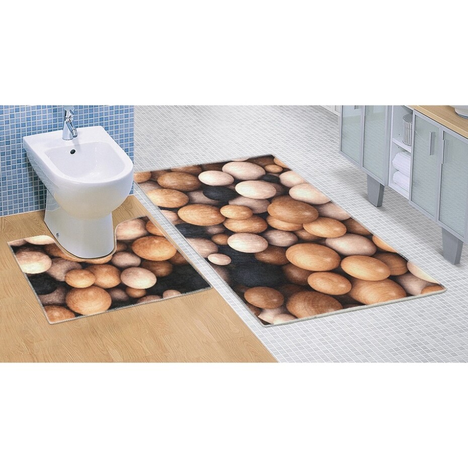 Bellatex Koupelnová předložka Dřevěné koule 3D, 60 x 100 + 60 x 50 cm - main (0)